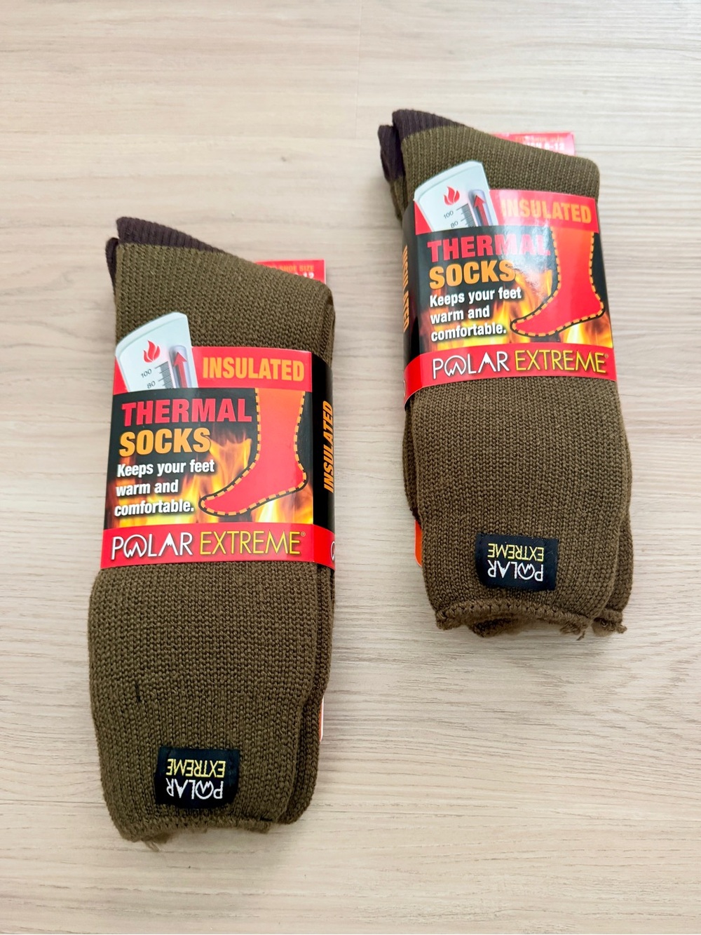 2 Pair Bundle Polar Extreme Olive Men’s Thermal Socks